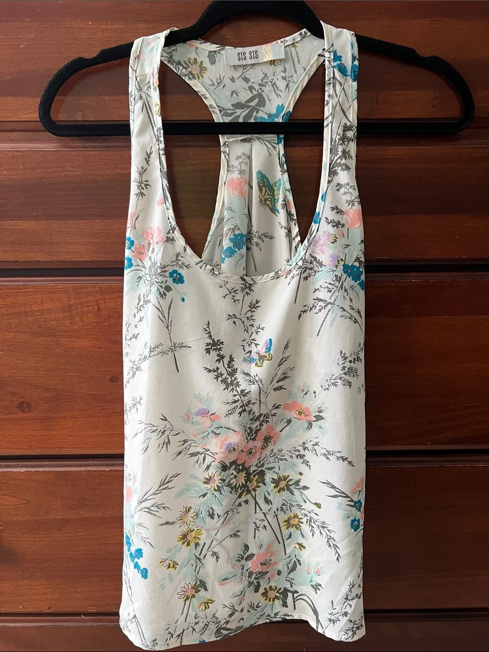 Sleeveless Backless Floral Tank Dress - White with Multicolor Floral